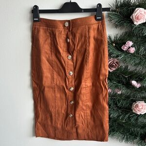 Banana Republic Copper Button-Front Midi Skirt